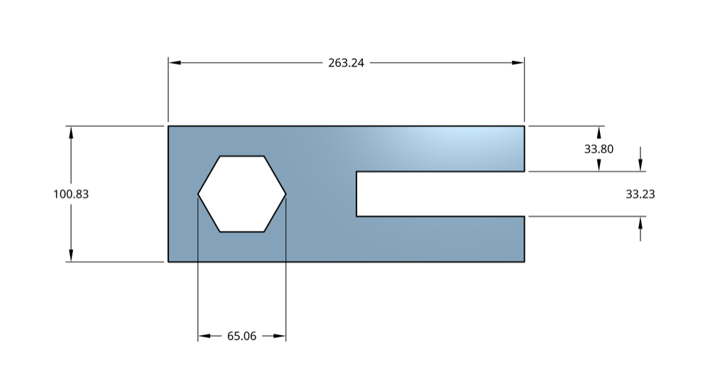 CAD drawing of a slotted plate