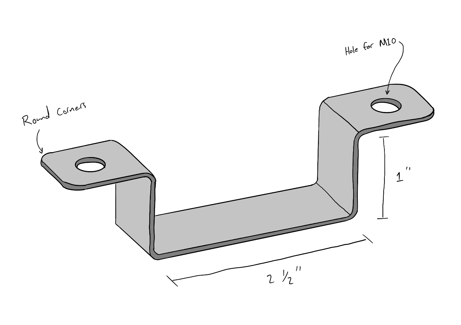 annotated picture of a U-bracket
